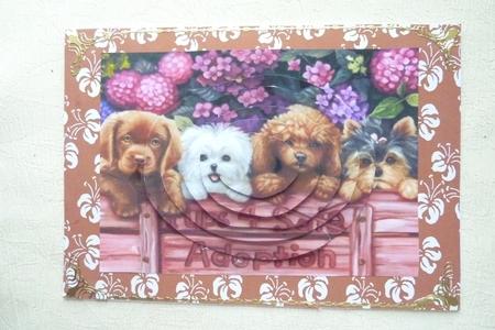 Cute Little Puppies with Flowers Oval Pyramids by Rosina Walker