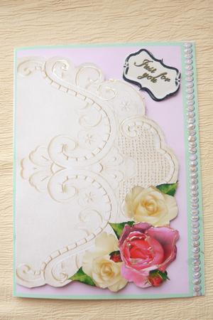 Cream Lace Envelope Front with Roses by Rosina Walker