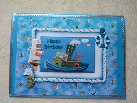The Birthday Tug Boat with Gift Card Holder by Rosina Walker