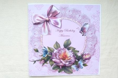Shimmering Roses, Butterflies and Lace 8x8 by Rosina Walker