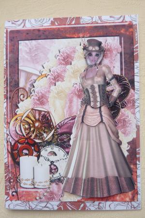 Feminine Vintage Steampunk Lady with Feathers by Rosina Walker