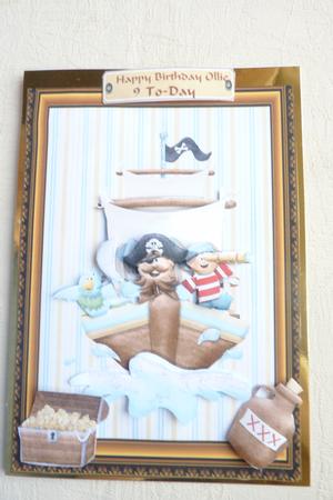Lovely Pirate Ship in Wooden Frame by Rosina Walker