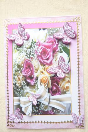 Pink Roses Butterflies and Bows by Rosina Walker