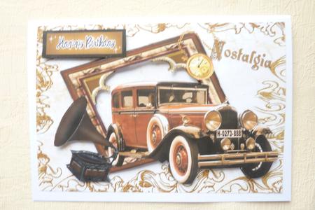 Vintage Car Nostalgia in Frame for Birthday A4 by Rosina Walker