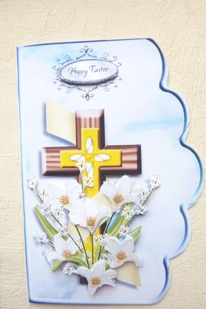 Cross and Lilies Scalloped Edge Curve Card by Rosina Walker