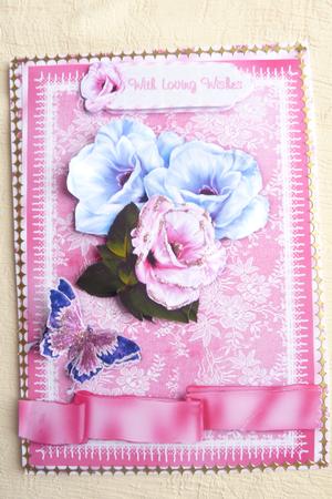 Beautiful Blooms N Lace A4 Card Front by Rosina Walker