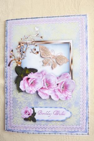 Beautiful Blossoms N Lace A4 Card Front by Rosina Walker