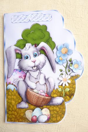 Easter Bunny Scallop A4 Card Front by Rosina Walker