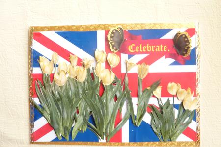 Yellow Tulips for Spring with Union Jack by Rosina Walker