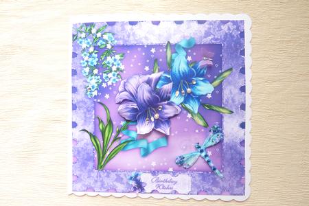 Lily Fantasy in Lilac Square Card Front with Step by Step by Rosina Walker