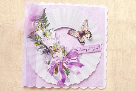 Lilac Backed Bouquet with Lace & Pearls by Rosina Walker