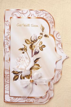 Elegant Scalloped Card Front with Ivory Roses by Rosina Walker