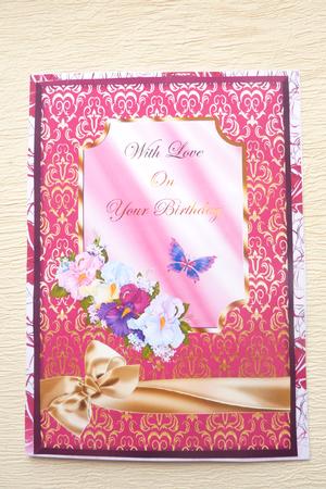 Multi-coloured Flowers & Butterfly - Birthday by Rosina Walker