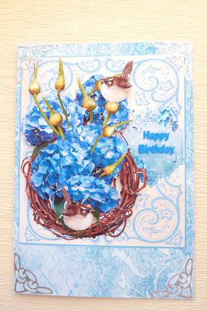 Wrens Amongst the Hydrangeas by Rosina Walker