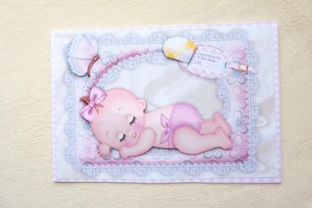 Sweet Baby Girl in Lace Frame with Butterfly A4 by Rosina Walker