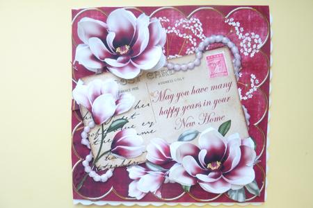 Red Magnolia New Home 8in Xtreme Decoupage Card Kit by Rosina Walker