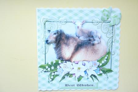 Sheep with Little Lamb Snuggled Up to Her by Rosina Walker