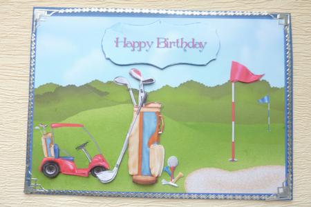 A Round of Golf Card Front and Decoupage by Rosina Walker
