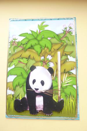 Panda Card Front with Decoupage by Rosina Walker