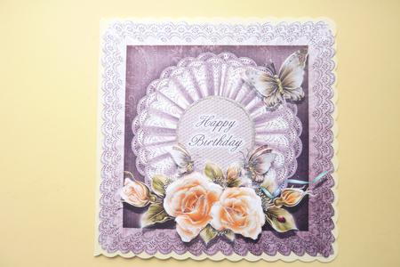 Roses and Butterflies 8 x 8 Card Front with Decoupage by Rosina Walker