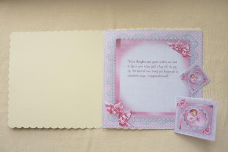 8x8 New Baby Girl with Lace and Pearls Insert Plate by Rosina Walker