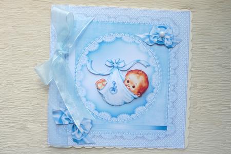 8x8 New Baby Boy with Lace and Pearls by Rosina Walker