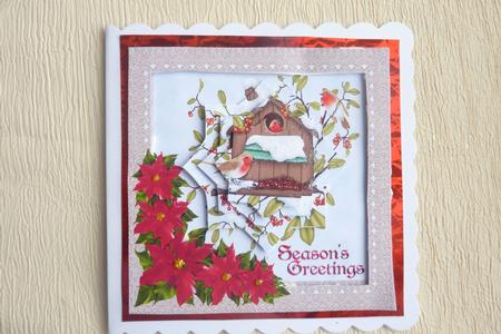 Robins Nest with Poinsettia and Lace by Rosina Walker