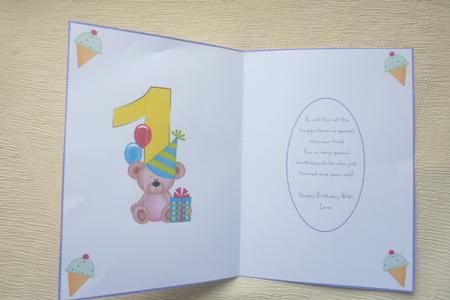 Happy 1st Birthday Blank Insert 1 by Rosina Walker