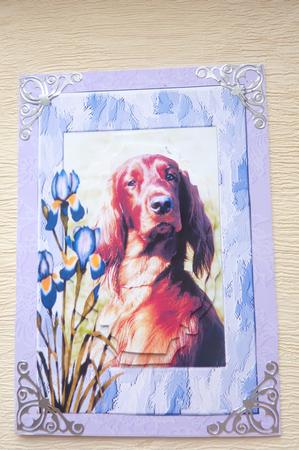 Red Setter with Irises by Rosina Walker