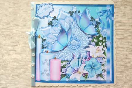 Flutters and Candle in Blue Card Topper by Rosina Walker