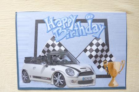 White Mini Cooper Decoupage by Rosina Walker
