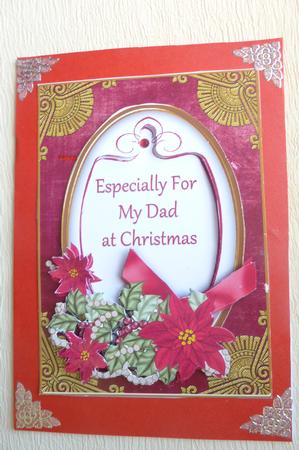 Red Poinsettia Dad at Christmas Oval 7x5 Step by Step by Rosina Walker