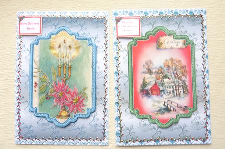 Poinsettias and Village Card Fronts by Rosina Walker