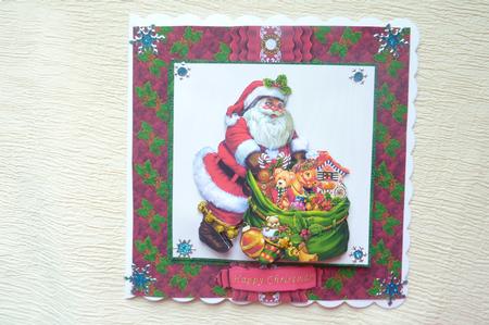 Jolly Santa and Toys Christmas Card Santa Card  by Rosina Walker