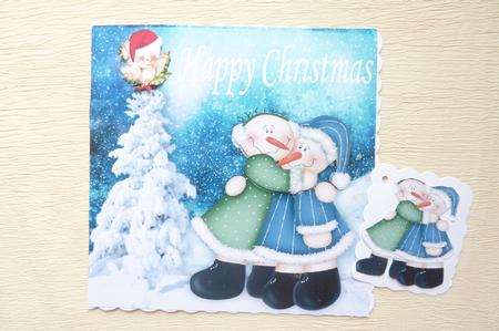 Best of Friends Cute Pair of Snowmen with Robin by Rosina Walker