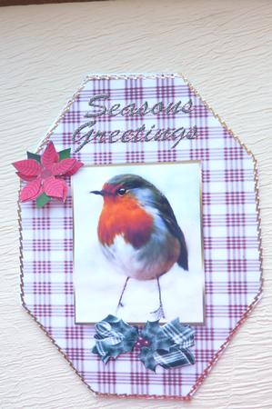 Red Red Robin Octagon Card 2 by Rosina Walker