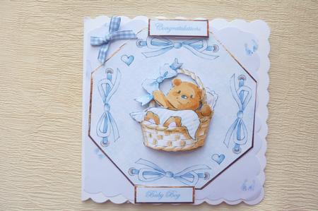 Baby Boy Bear in Basket by Rosina Walker