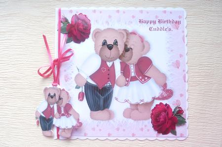 Love Teddies with Red Roses by Rosina Walker