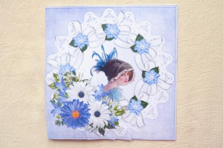 Vintage Girl with Flowers and Bows by Rosina Walker