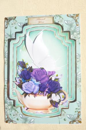 White Butterfly Green Card Topper and Insert by Rosina Walker