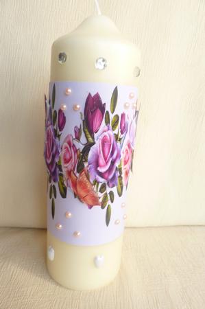 Roses and Butterfly - Candle Cover by Rosina Walker
