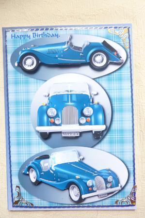 Blue Classic Car - Morgan + Decoupage by Rosina Walker