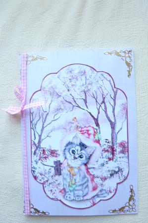 Santa Kitty in Winter Woods by Rosina Walker