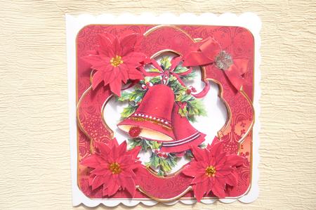 Red Christmas Bells Poin Fancy Decoupage Topper by Rosina Walker