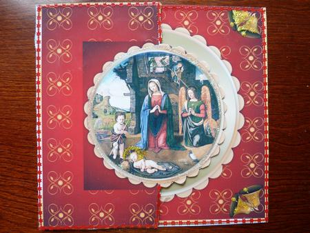 Nativity Fold Back in Red by Rosina Walker
