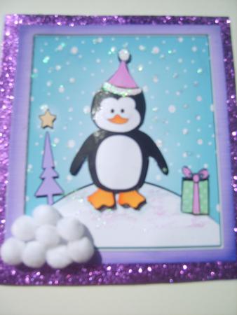 Xmas Penguin Cut and Fold Card by Rosina Walker