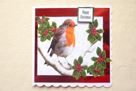 Christmas Robin and Holly by Rosina Walker