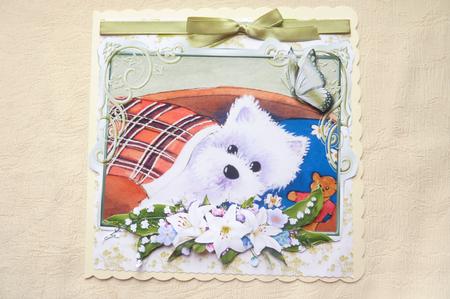 Tired Westie with Lilies and Butterflies Decoupage by Rosina Walker