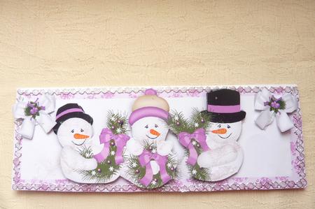 Three Jolly Snowmen in Frame with Bows Dl by Rosina Walker