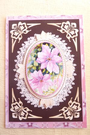 Clematis with Lace Frame Decoupage Topper by Rosina Walker